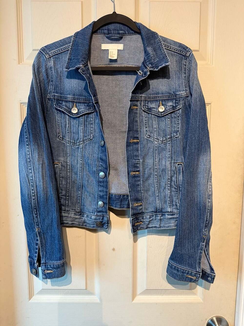 H&M Denim Jacket Size US 8 Blue Cotton Trucker